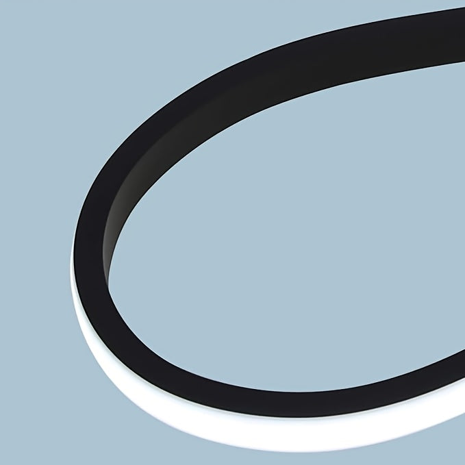 Lustre LED à boucles entrelacées en aluminium noir, avec télécommande