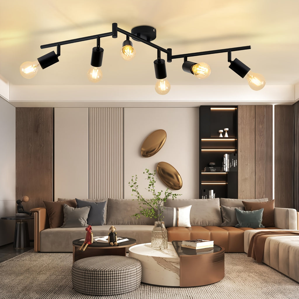 Plafonnier spots noir à douilles E27 orientables, de 2 à 6 lumières