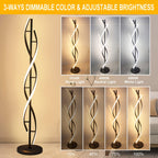 Lampadaire LED double hélice noir ou blanc, télécommande, 152 cm