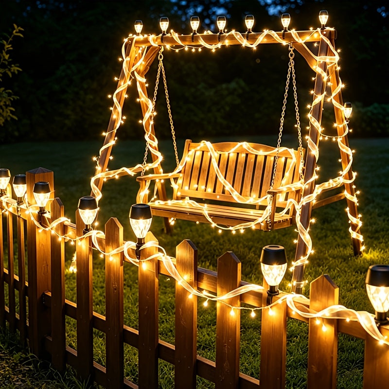 Lot de 8 lampes solaires pour rampe et clôture, fixation collier