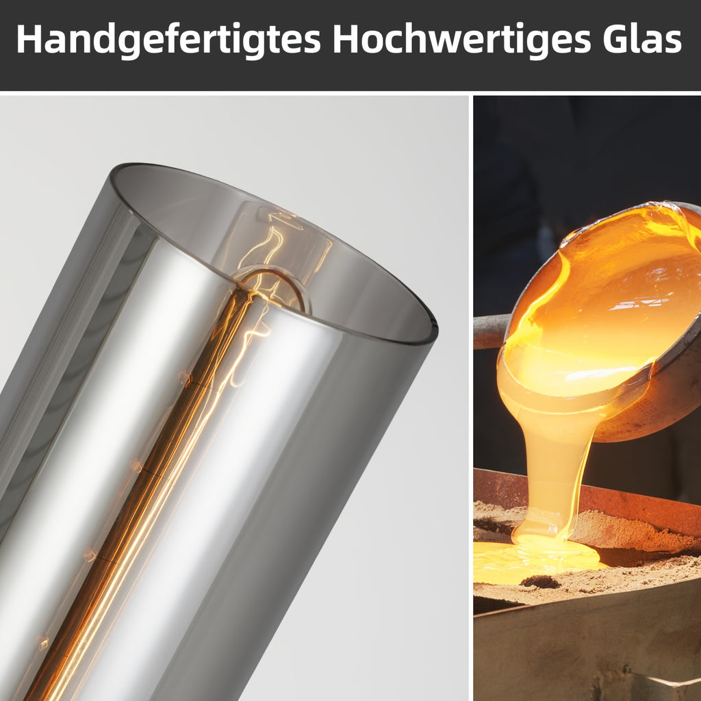Suspension 3 tubes en verre fumé, barre de 46 cm ou rosace, E27