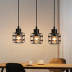 Suspension cages en métal noir E14, 1 lumière ou 3 en grappe