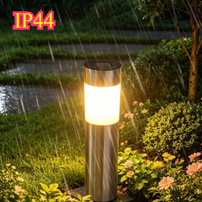 Lampe solaire de jardin en tube finition acier, lot de 4 IP44
