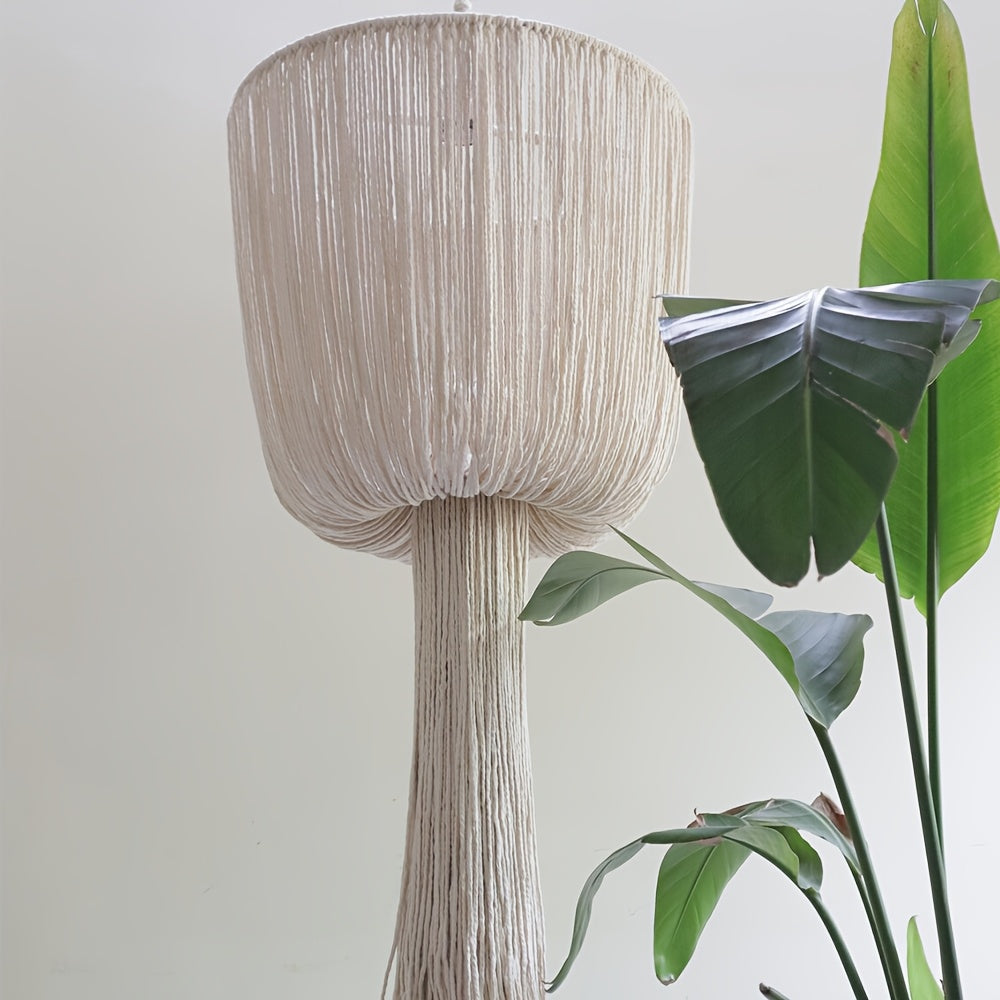 Abat-jour long en macramé à gland, Ø 30 ou 40 cm, 80 cm de long