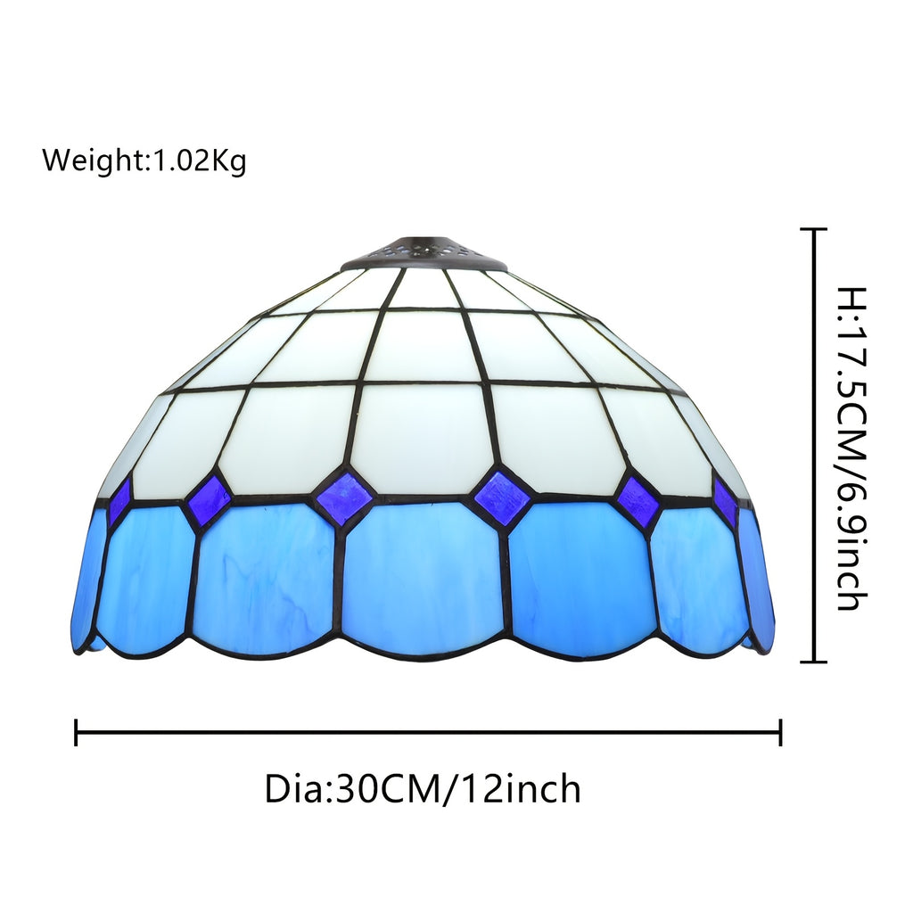 Verre de remplacement vitrail blanc à bordure bleue, Ø 30 cm