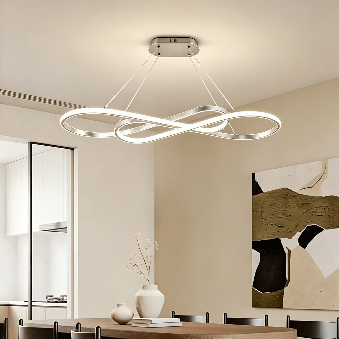 Lustre LED en double boucle infinie de 100 cm, noir, argenté ou doré