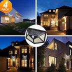 Applique solaire à détecteur 100 LED à pans coupés, lot de 4