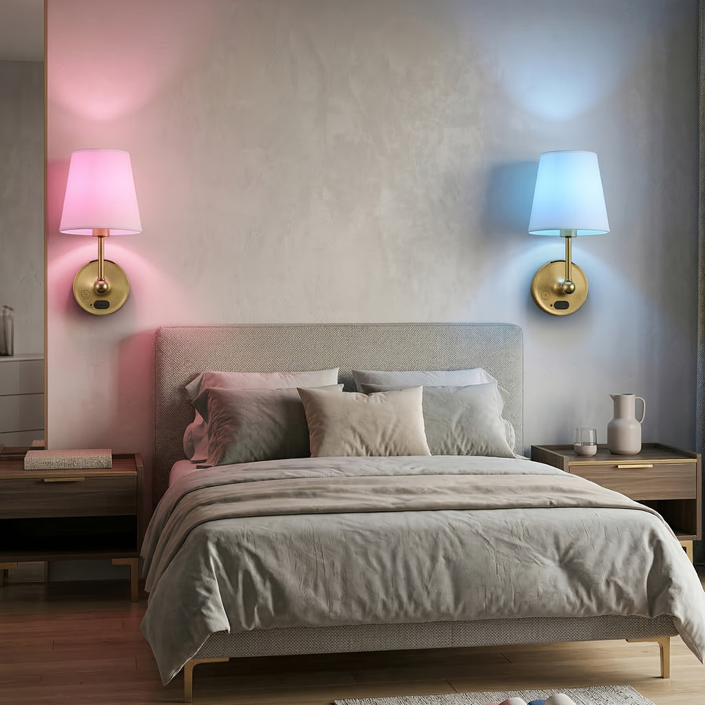Applique murale sans fil rechargeable, RVB et télécommande, dorée