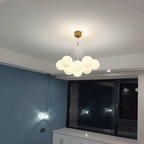 Lustre à bulles opalines sur monture dorée, 7 lumières G9