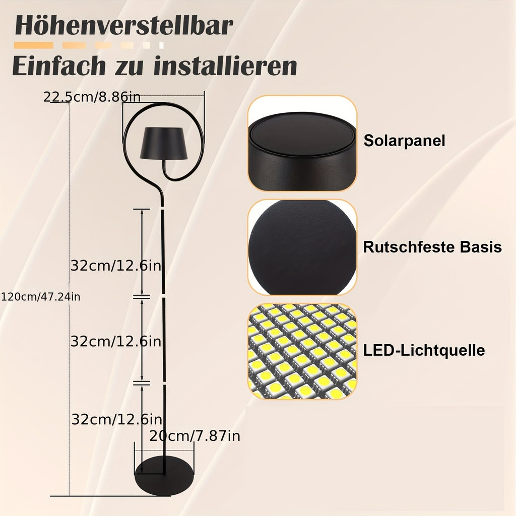 Lampadaire blanc sans fil à anneau, batterie 1800 mAh et solaire