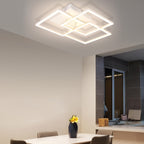 Plafonnier LED trois carrés superposés 40 cm, veilleuse et minuterie