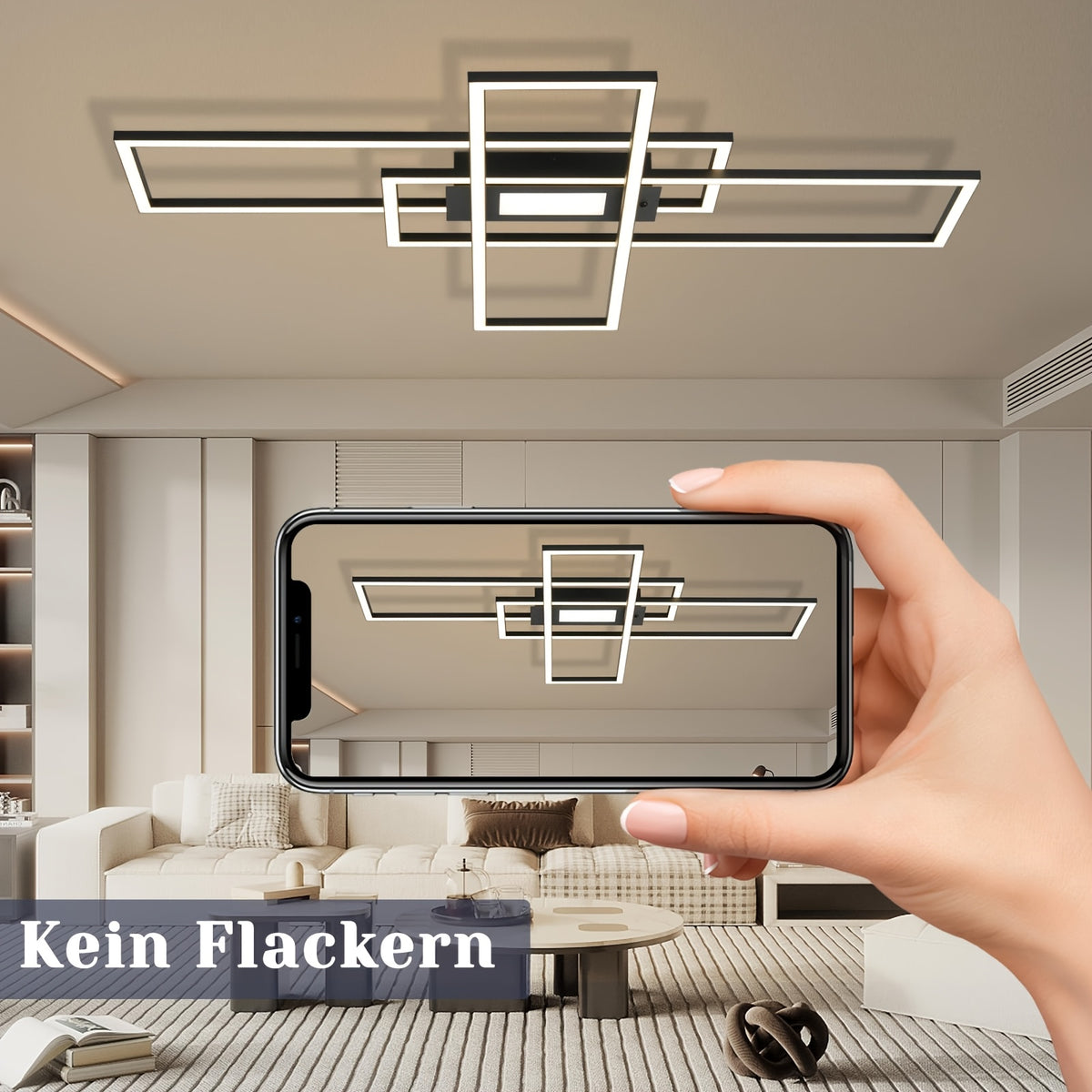 Plafonnier LED rectangles entrecroisés, jusqu'à 100 cm, télécommande