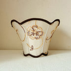 Abat-jour cloche festonné crème à fleurs brodées, Ø 30 cm