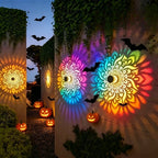 Lampe solaire à projection mandala en métal noir, IP65, 8,5 cm