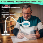 Lampe loupe à pince blanche à anneau LED, lentille en verre, USB