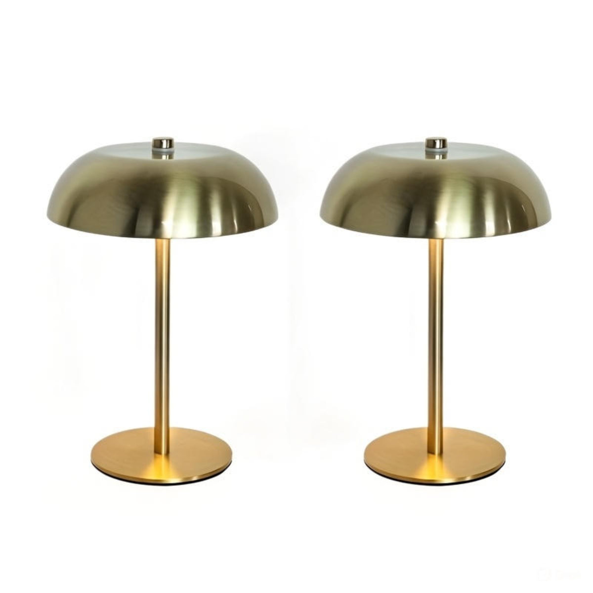Lot de 2 lampes champignon sans fil en métal doré brossé, tactiles