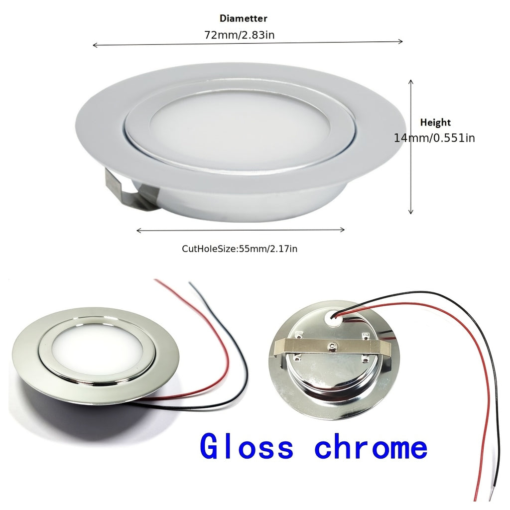 Spot LED encastrable chromé extra-plat Ø 72 mm, 12 V ou 24 V