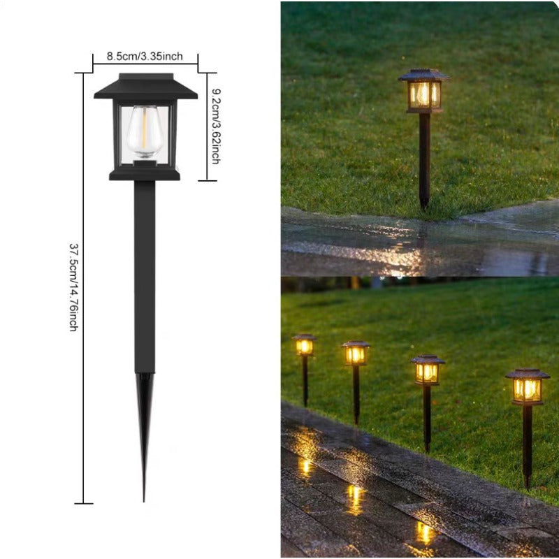 Lanterne solaire de jardin à piquet, cage noire 37,5 cm, lot de 4
