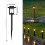 Lanterne solaire de jardin à piquet, cage noire 37,5 cm, lot de 4