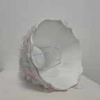 Abat-jour plissé blanc orné de fleurs roses et de dentelle, Ø 28 cm