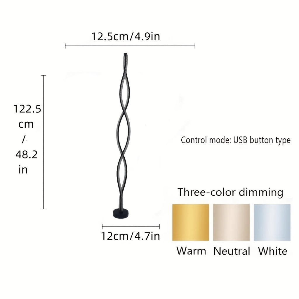 Lampadaire LED double hélice effet cristal noir mat, 122 cm