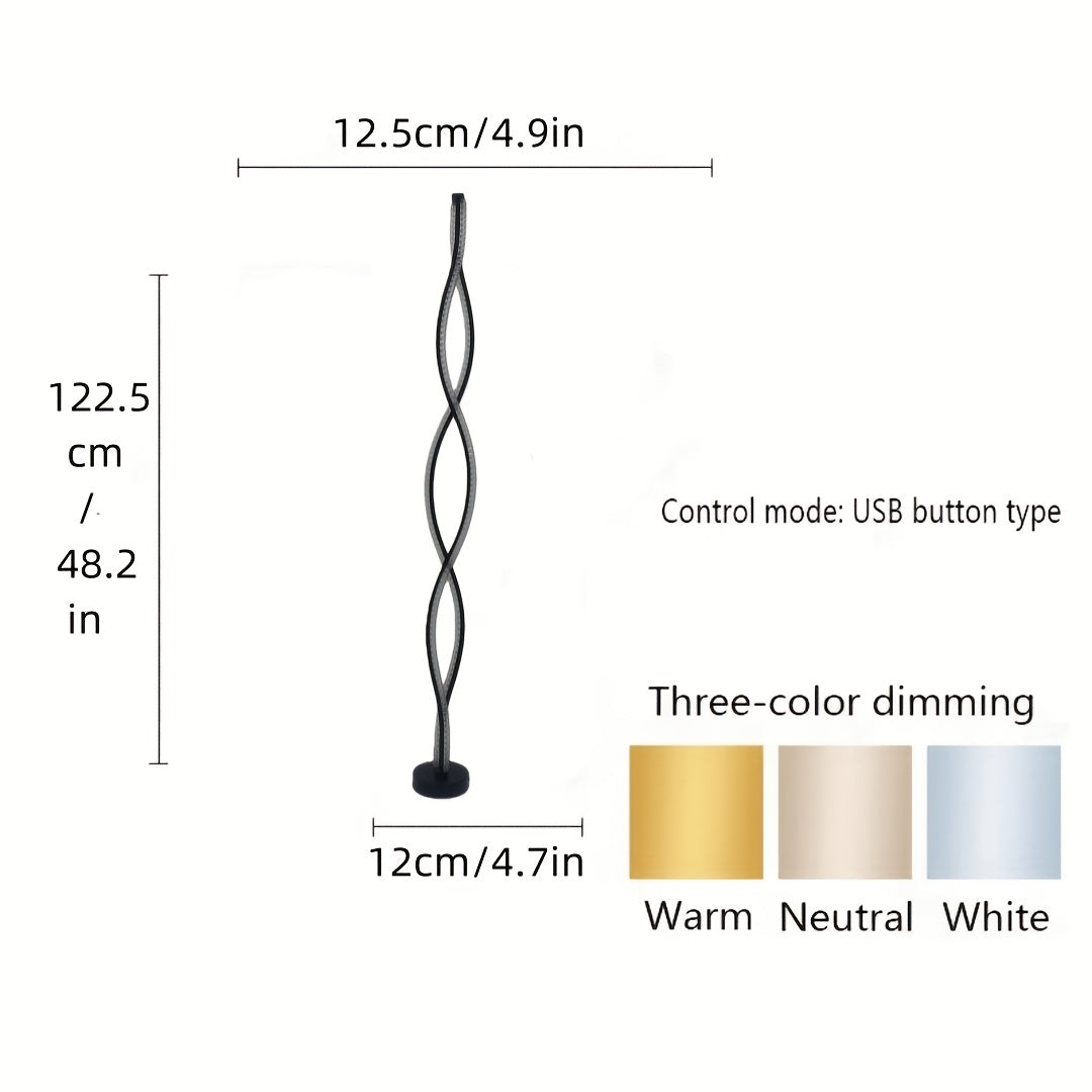Lampadaire LED double hélice effet cristal noir mat, 122 cm