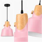 Suspension trompette, col effet bois, jaune, rose, noir ou blanc