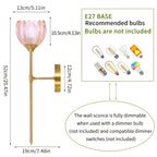 Lot de 2 appliques tulipe en verre sur tige élancée de 52 cm