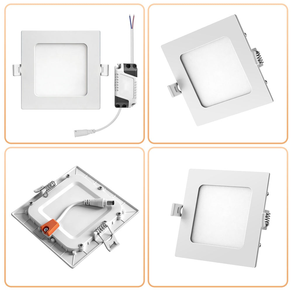 Lot de 15 spots LED encastrables carrés 6 W, 11,8 cm, extra-plats
