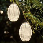 Suspension solaire en tissu blanc ajouré, lot de 4 lanternes, IP44