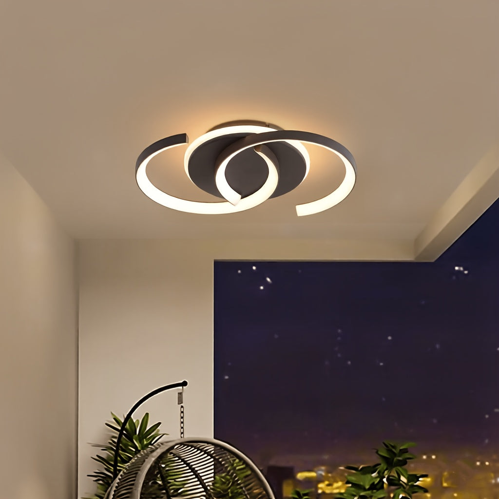 Plafonnier LED à arcs entrelacés noirs, lumière chaude, 40 cm