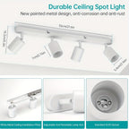 Spot de plafond 4 cylindres blancs orientables, barre 55 cm, GU10