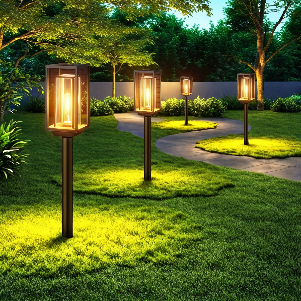 Lanterne solaire de jardin sur piquet 72 cm à filament, lot de 4