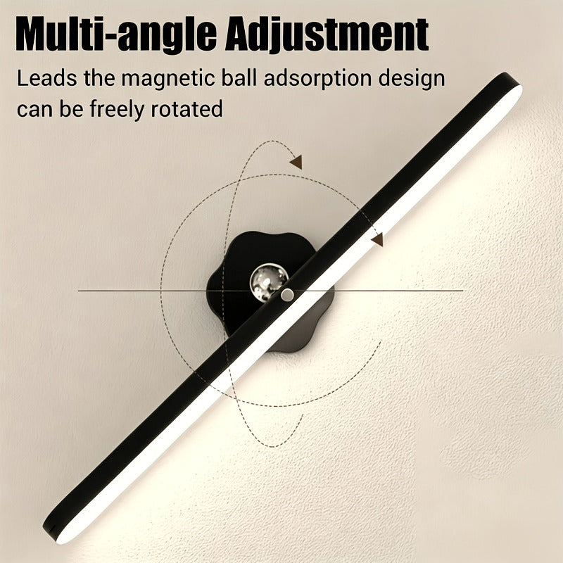 Applique murale LED noire rechargeable, barre aimantée orientable