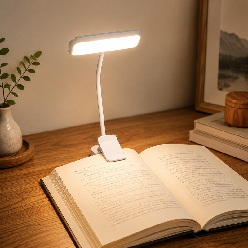 Lot de 2 lampes de lecture à pince, tête ronde et rectangulaire