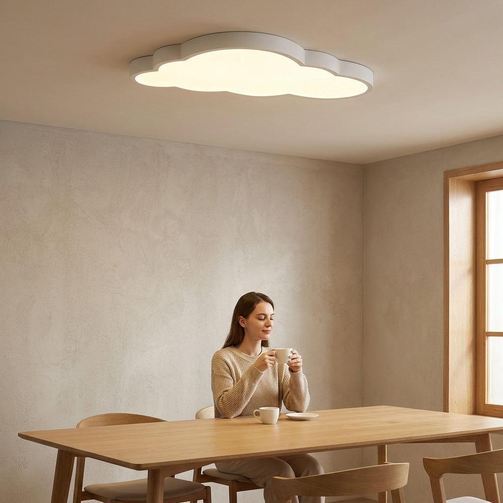 Plafonnier LED nuage blanc 50 cm pour chambre d'enfant, trois teintes