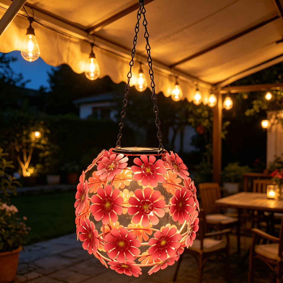 Une décoration de jardin fleurie qui s'éclaire seule