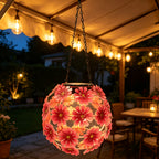 Lampe Suspendue Boule de Fleurs Rouges