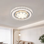 Plafonnier LED à cristaux acryliques Ø 43 cm, motif soleil ou fleur