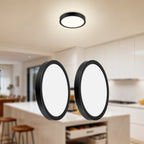 Lot de 2 plafonniers LED ronds noirs extra-plats, Ø 18 cm, 20 W