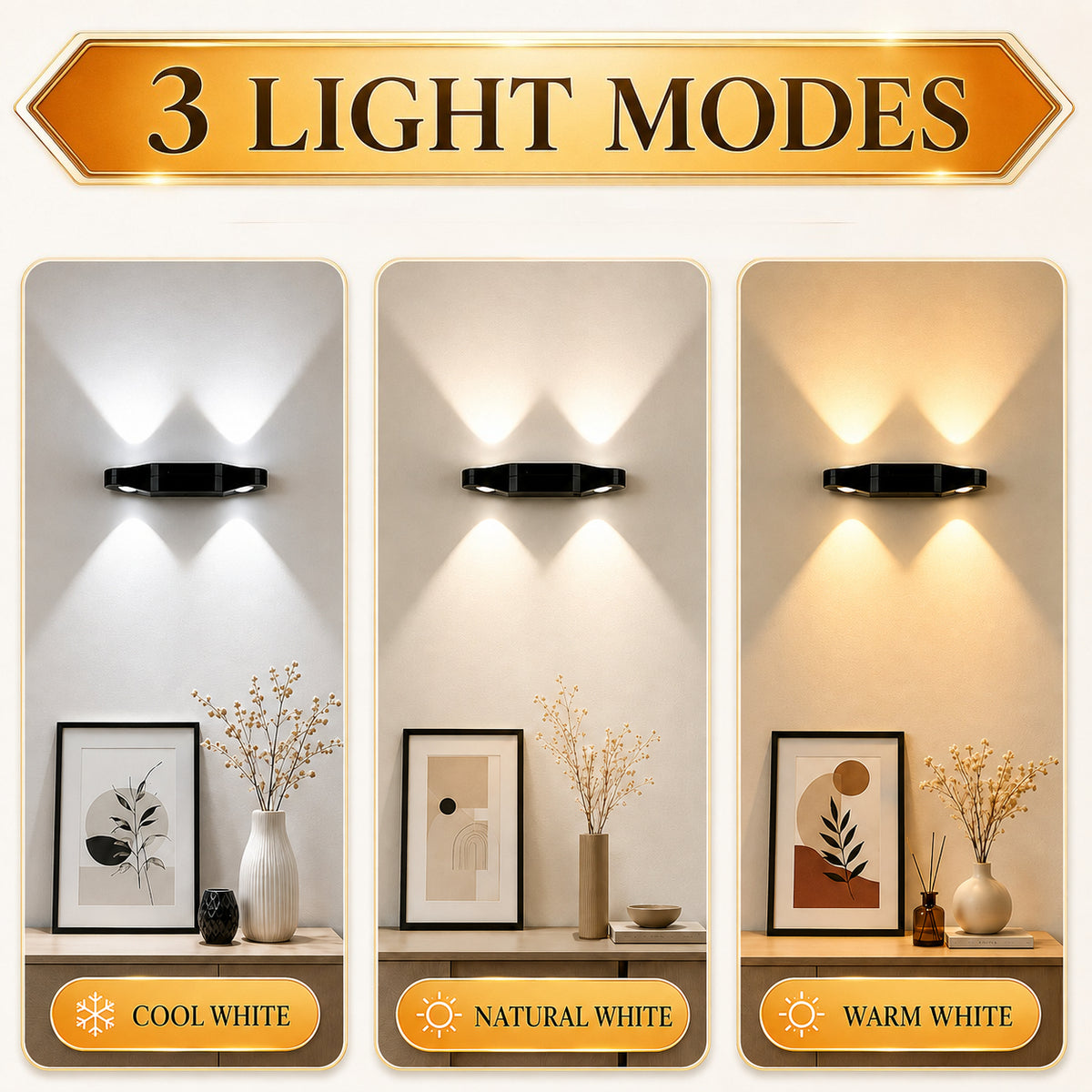 Applique murale LED sans fil haut et bas rechargeable, lot de 4