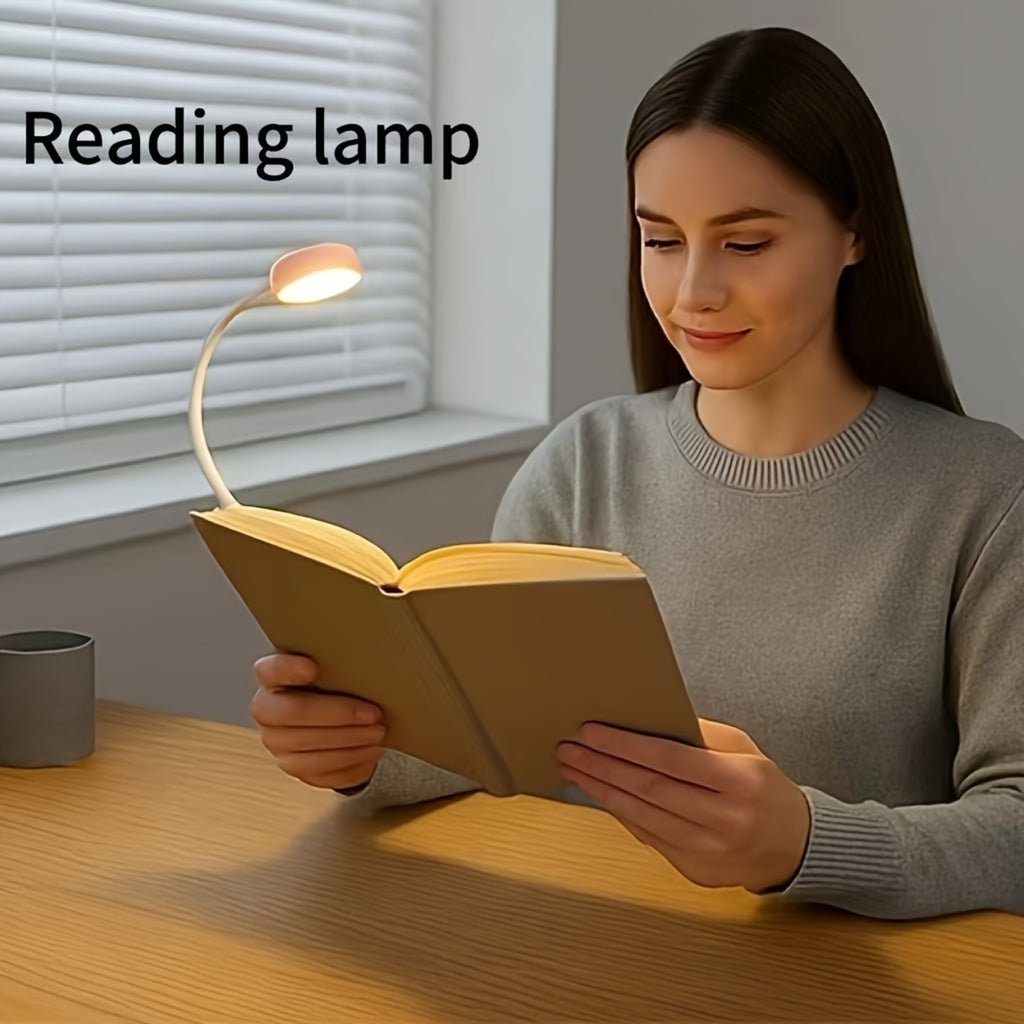 Lampe de lecture à pince blanche à tête ronde, sur piles, 22,5 cm