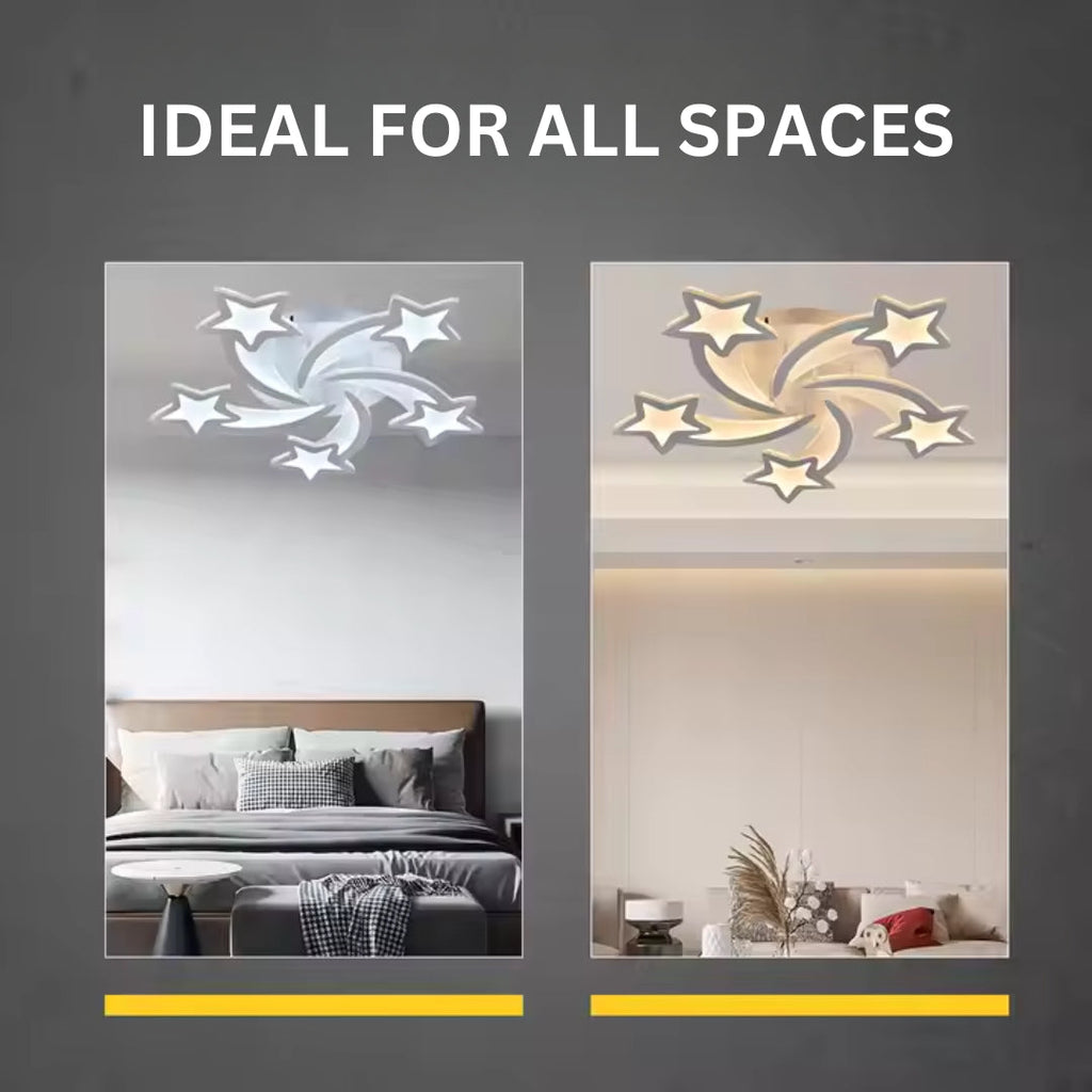 Plafonnier LED cinq étoiles Ø 65 cm avec mode nuit et variateur