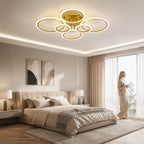 Grand plafonnier LED à 6 anneaux, doré ou noir, 79 cm, trois teintes