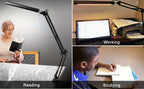 Lampe de bureau LED à pince, bras articulé noir et barre de 33 cm