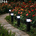 Borne solaire de jardin carrée noire, IP44, lot de 4 de 39 cm