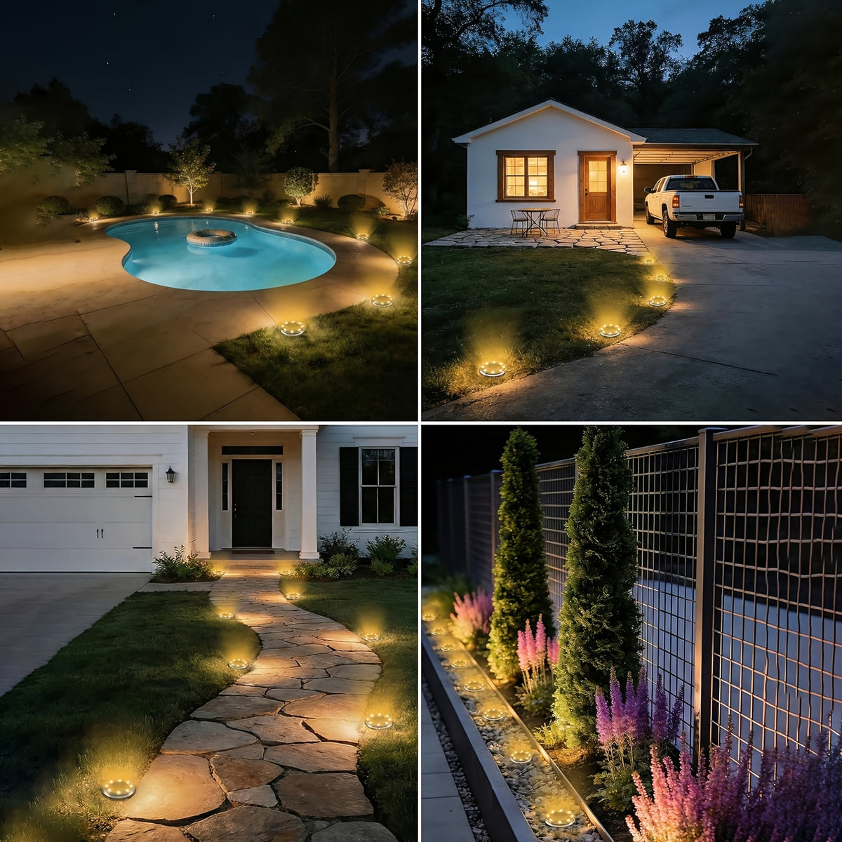 Mini spot solaire de sol 8 LED, 5,7 cm, IP44, lot de 5 ou de 7