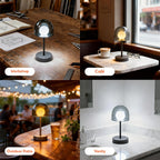 Lampe champignon rechargeable à dôme bleu ou rouge, globe blanc