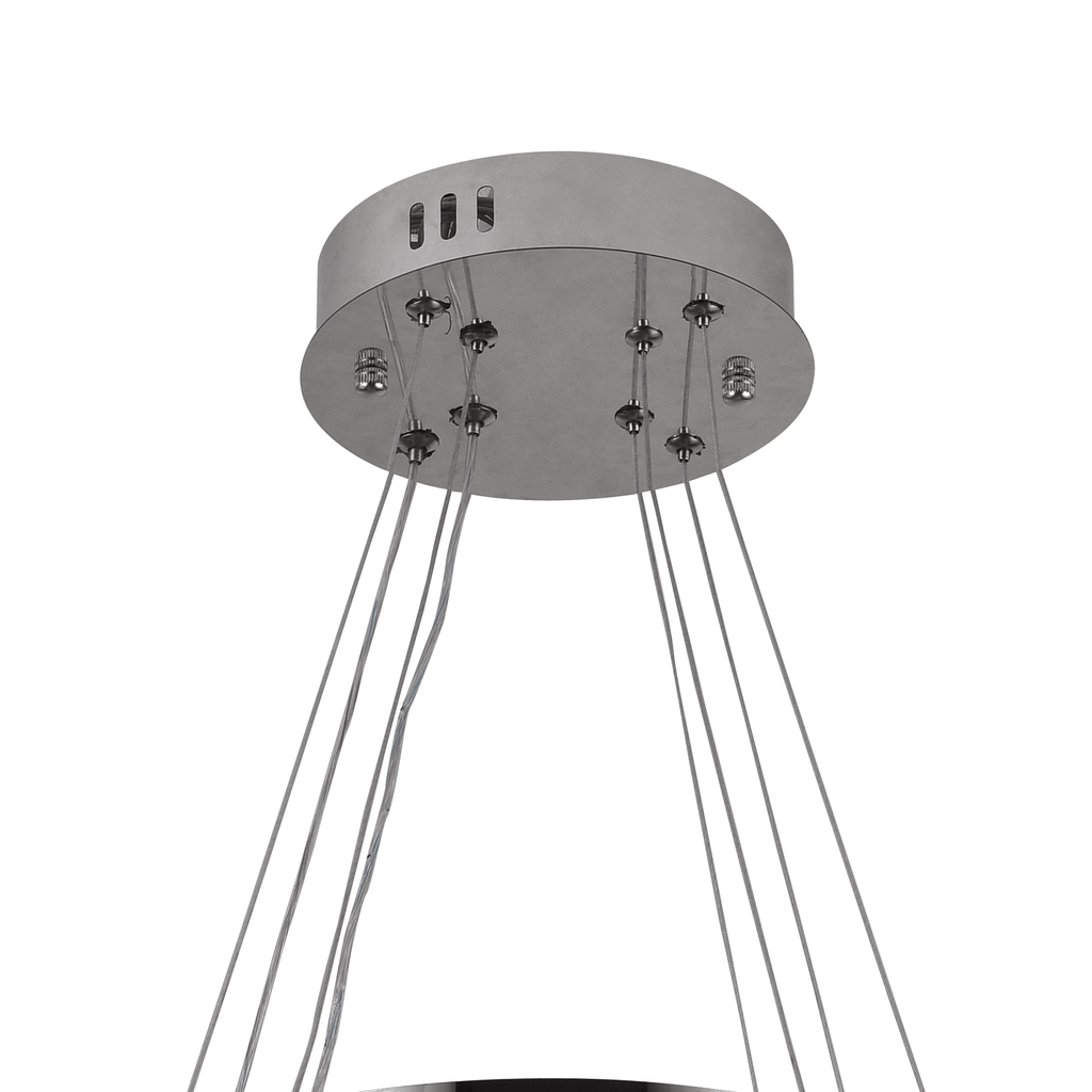 Lustre LED à deux anneaux de cristal et papillons suspendus, chromé