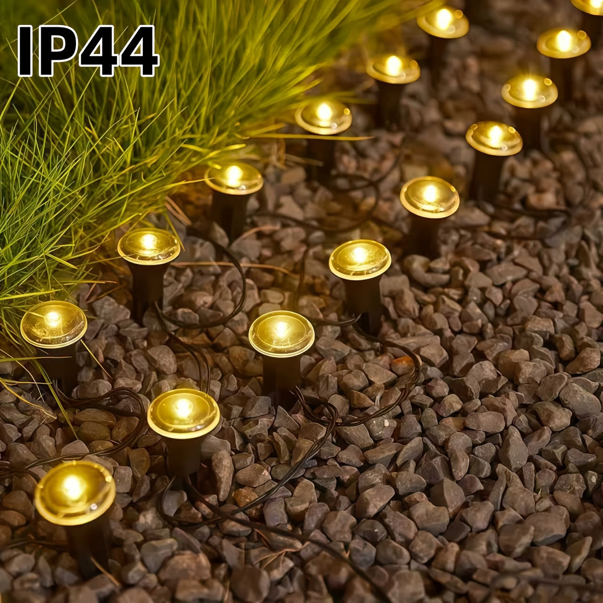 Guirlande solaire à 15 ou 30 spots sur piquets, IP44, 12 modes